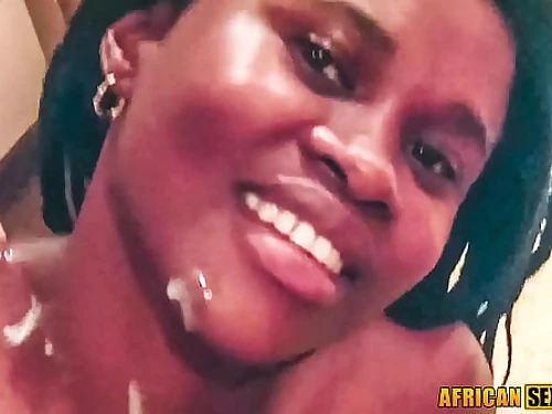 South african nubile black waitress gets mighty cumshot facial cumshot