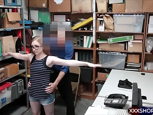 Dweeb shoplifter chick gets penalized with a big cock