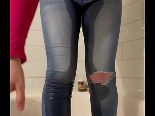 Girl Dared to Hold Bladder Has Accident in her Taut Denim